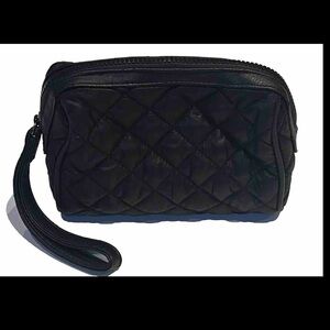 Vintage Black Quilted Nylon Cosmetics Bag